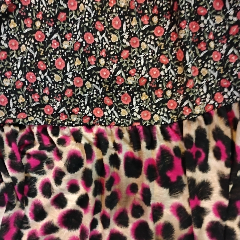 Animal Print women's Dress with Floral Accents - Picture 2 of 3